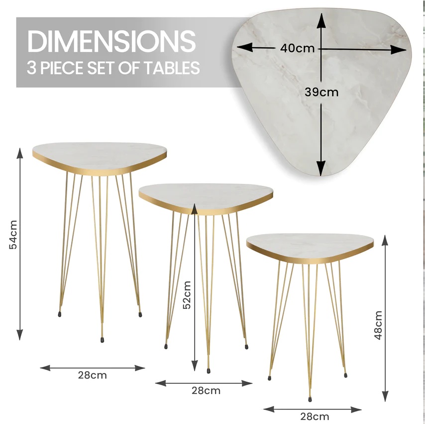 Comfort Zoon Mdf Wood Triangle Nesting Table With Metal Stand Set of 3 Round table Table Decoration Coffee Table Round Coffee Table Dining Table Nesting Table Set Side Table Coffee Table Nesting Table Decor