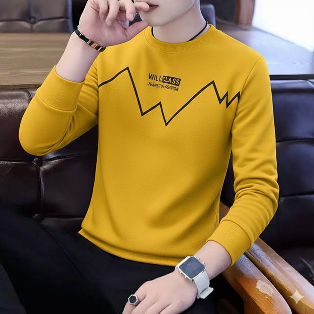 [2026 Collection] Premium Black Full Sleeve T-Shirt for Men & Boys – Trending 'Electricity Volt' Lightning Bolt Printed Design – All-Season Breathable Cotton – New Arrival #1 Rank