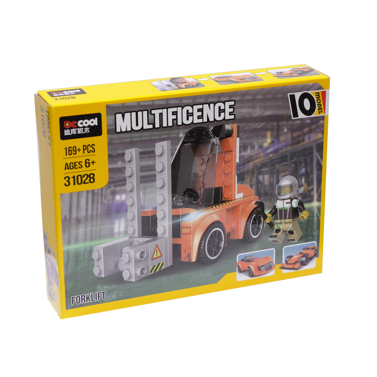 Decool Multificence Forklift Bricks Toys 169+Pcs, Mclaren 720s Vehicle, Forklifter, Sports Racing Car Brick 10 In 1 Block Model Early Educational Learning DIY Toys Model Play Set Compatible Lego For Kids Build Your Skill Gift For Boys & Girls Code: 31028