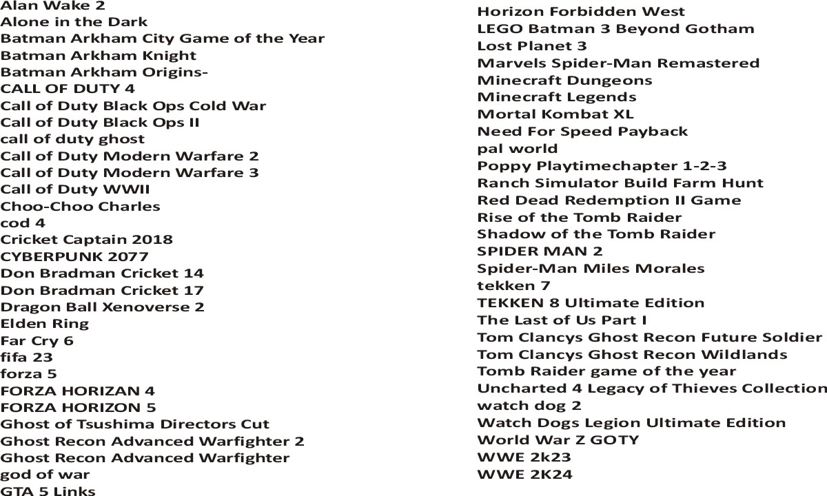 Any 10 Games Pack For PC (Google Drive/ Mediafire)