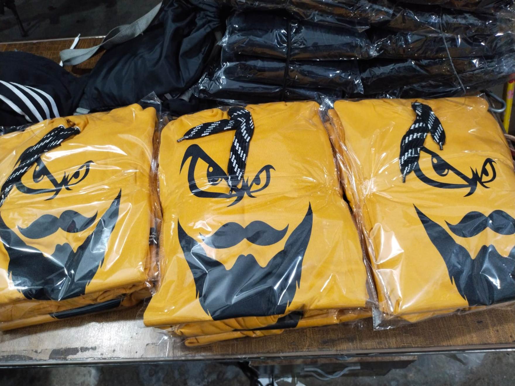 MEN Beard Style Yellow Hoodie In 100% Fleece Export Fabric