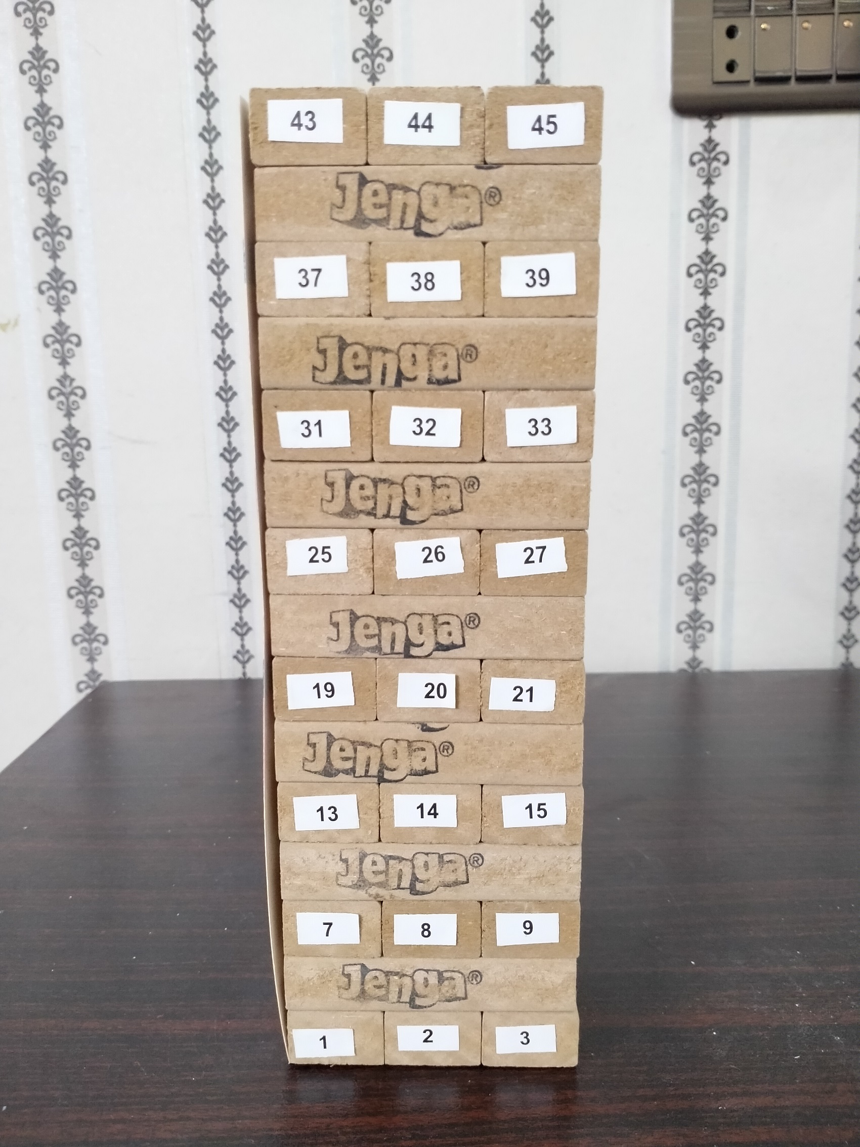 Hasbro Gaming Jenga Tower Wooden Blocks Game -  Classic Jenga with Numbers Wood Toy For Kids and Family - Jenga Kids & Adults Wooden Block Game