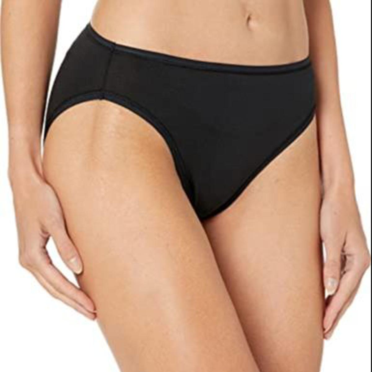 High Cut Brief Plus Size Panties For Women Skin/Black