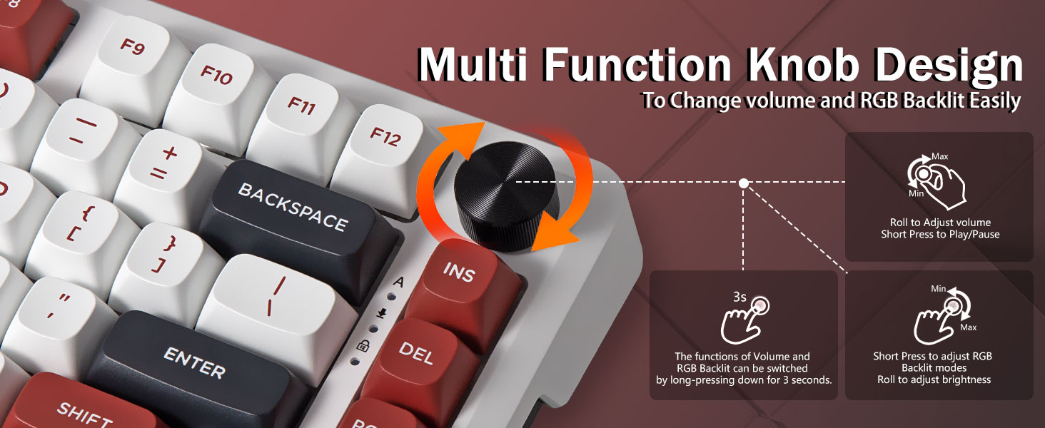 E-YOOSO Z-82 Wired 75% RGB Mechanical Gaming Keyboard, Creamy Sound, Hot Swappable Pre-lubed Linear Switches, Gasket Structure, Knob Control White Red 23 4be81b971dd76ae123baaa055422f362
