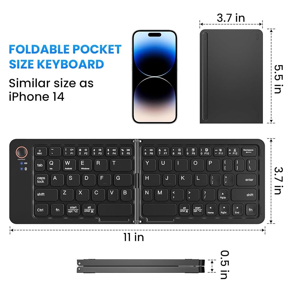 B023 11 INCH FOLDABLE & RECHARGEABLE BLUETOOTH KEYBOARD