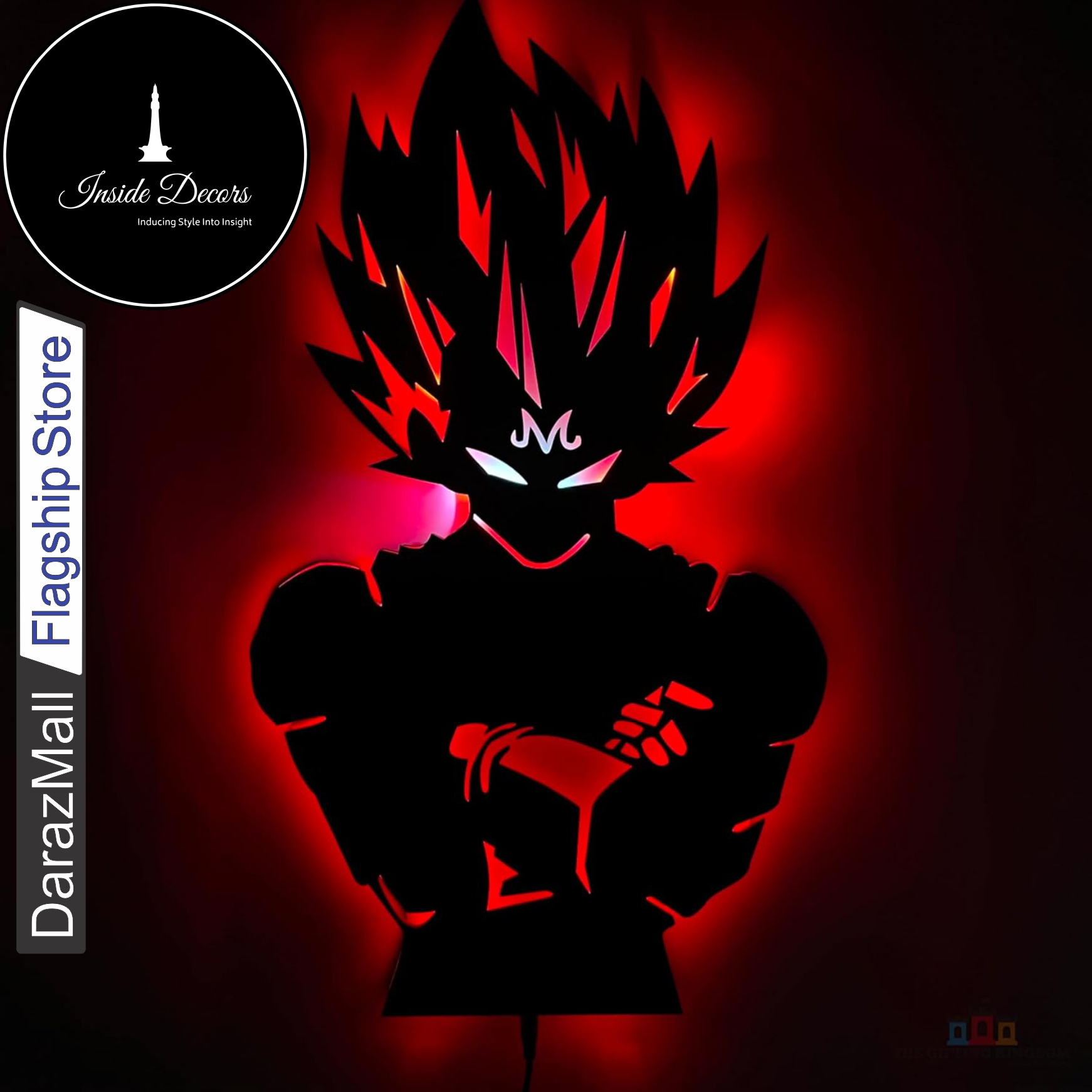 Majin Buu Saga Vegeta 3D LED Wall Lamp – 7mm Wooden DBZ Night Light with Sconces | Dragon Ball Z Decor for Gaming Rooms, Kids Bedroom & Anime Fan Gifts"
