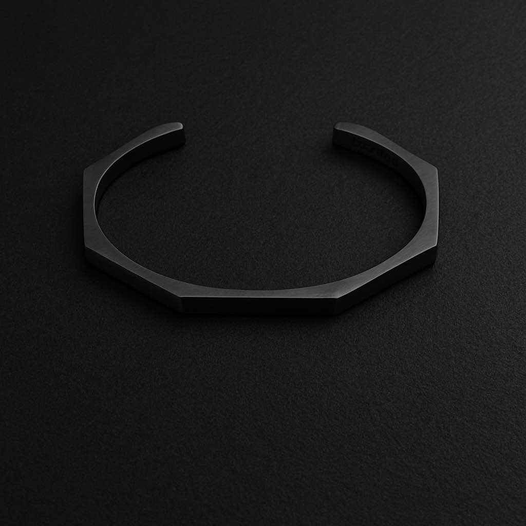 Cuff Bracelet for Men Stainless Steel Adjustable Open Bangle Minimalist Fashion Style Silver and Black