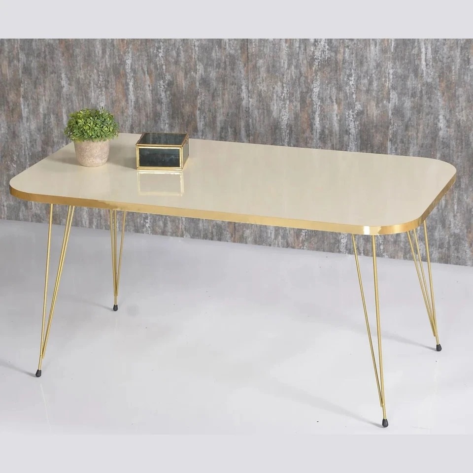 YES TO DECOR 4 PCS, Rectangular Coffee Table Set of 3 Modern Round Nesting Coffee Black Marble Table Set (Set of 4) Top Metal Legs 3 Table Set – Black Goldy Nesting nique Shapes, Luxury Geometric Design, Glossy Finish, Durable Living Room Furniture
