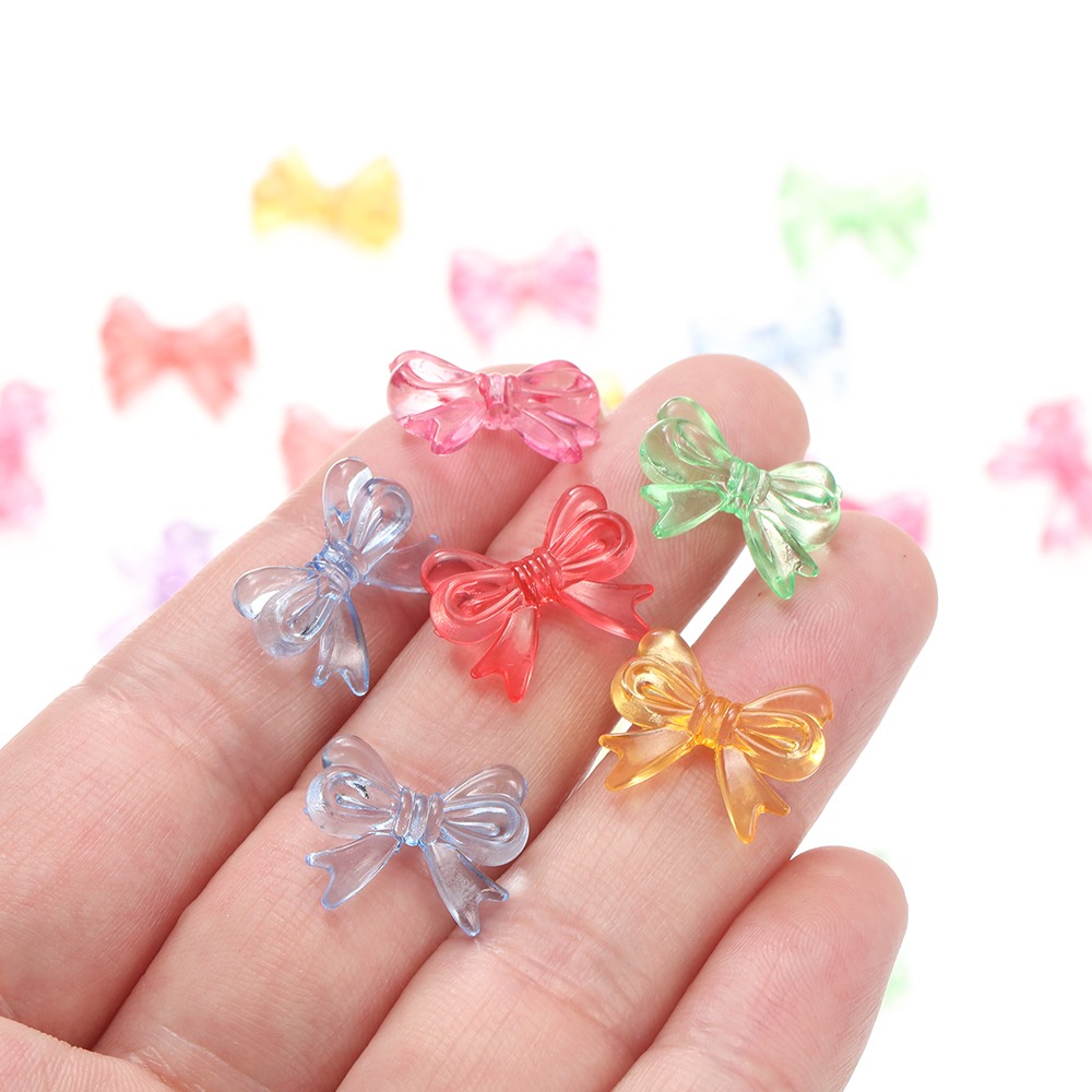 50/20pcs Acrylic Transparent Bow Beads 15×18mm | Cute Bow Charm for DIY Jewelry Making