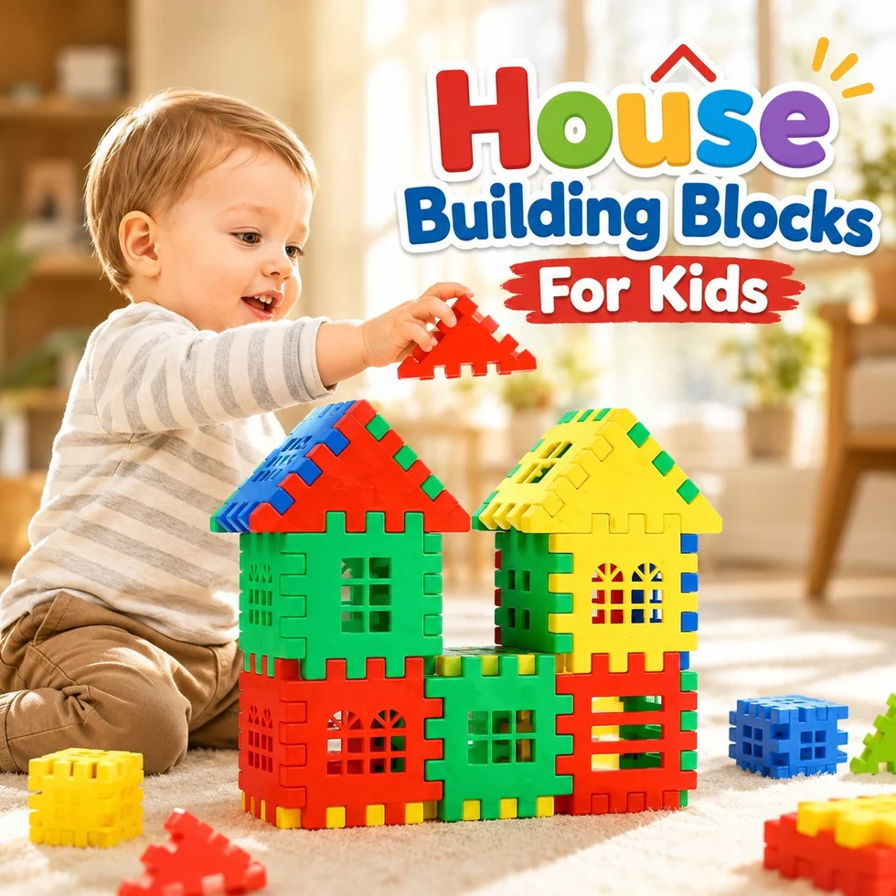 Children's Multicolored Plastic Block Building Houses And DIY Toys with windows, kindergarten construction, creation of boys and girls large house - Toynix