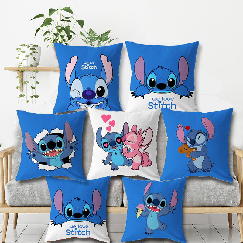 Disney Cushion Cover Pillowcase Lilo Stitch Pillow Cases On Bed Sofa
