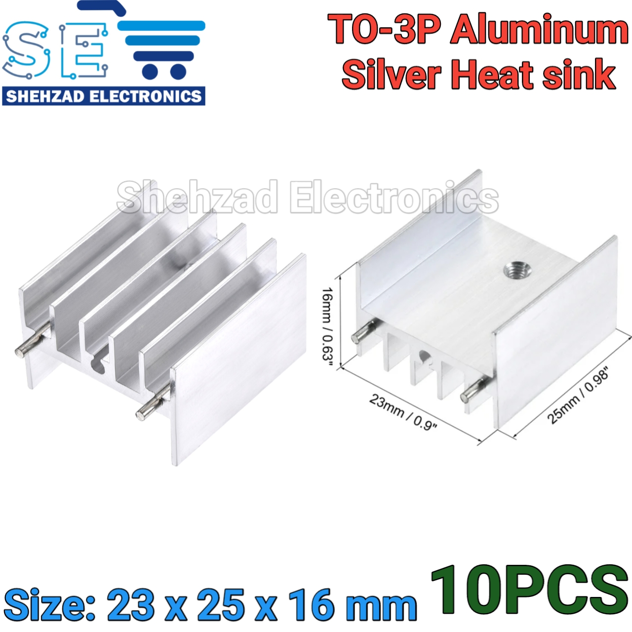 10PCS TO-3P Aluminum Heat Sink – Compact Silver Cooling Solution (23x25x16mm)