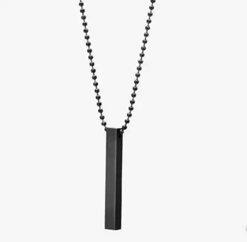 Black Vertical Bar 100% Pure Stainless Steel Necklace/Locket/Chain for Men/Boys