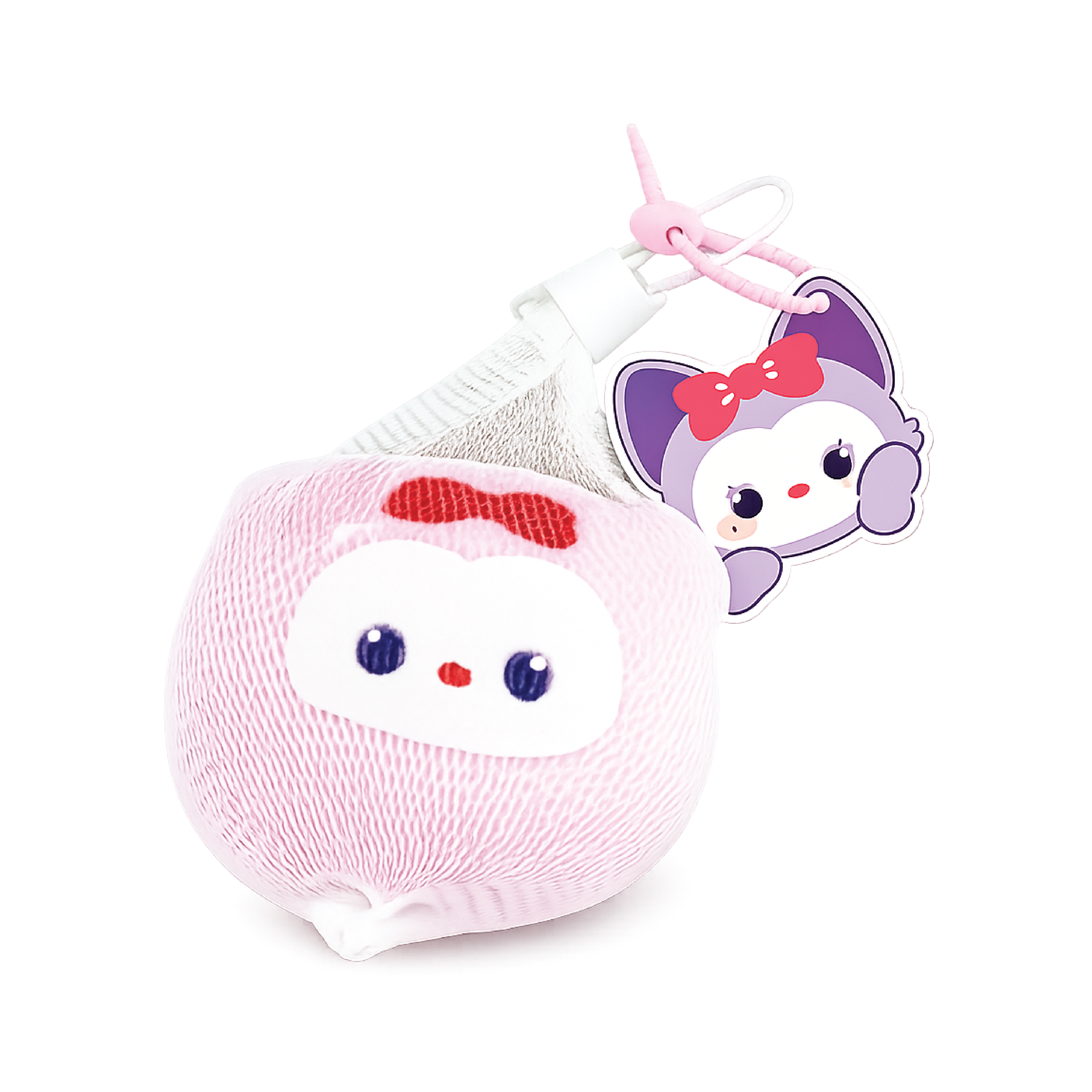 Cute Mesh Squishy Stress Relief Ball - Kawaii Sensory Fidget Toy with Character Tag - Soft Squeeze Mesh Ball for Anxiety & Focus - Perfect Gift for Kids & Adults