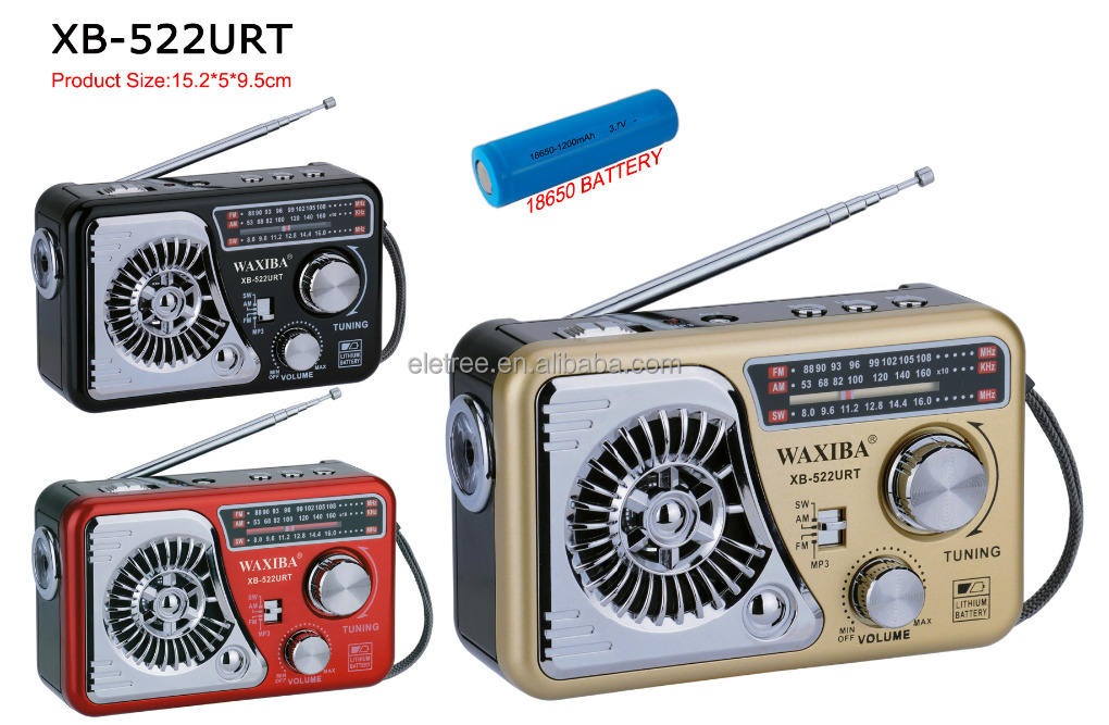Portable 3 Bands (FM/AM/SW) Rechargeable Radio with USB/TF Music player