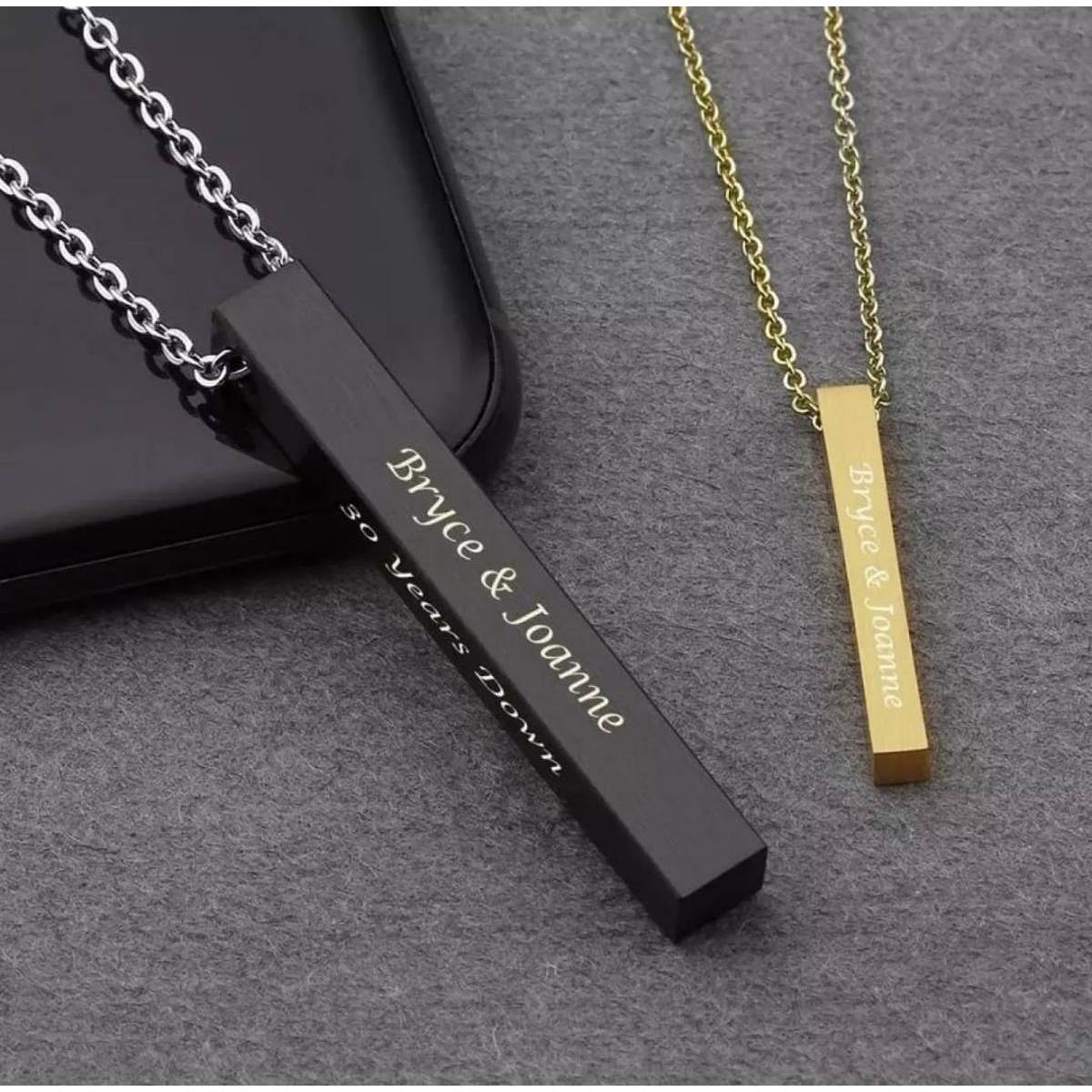 Engraved Imported 3D Gold Bar Locket 