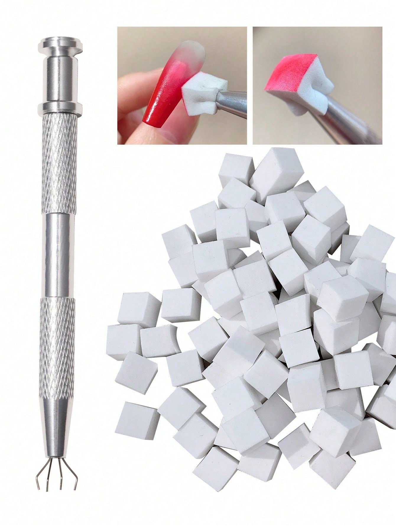 50PCS Mini Gradient Nail Art Sponge Set – 1cm Patting Cotton with Scratching Clip | Ombre Gel Polish Blending Tool | Manicure Accessories