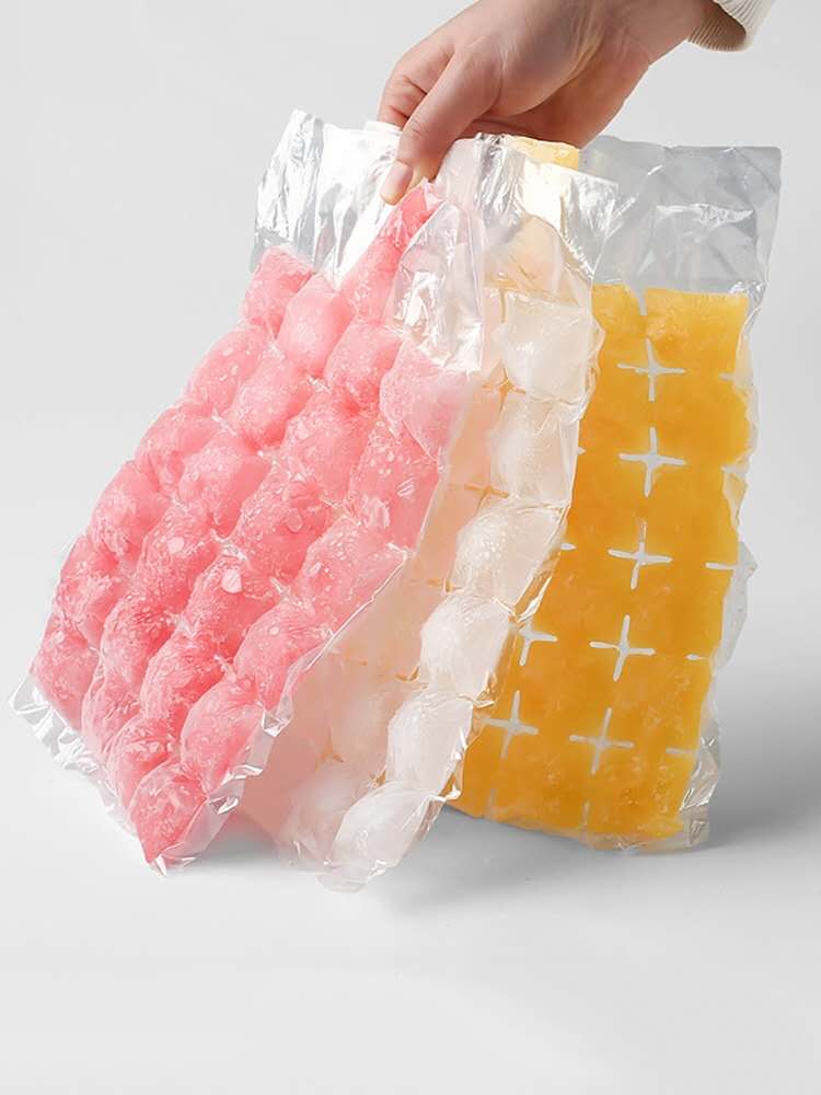 50pcs Disposable Ice Cube Bags Clear Fridge Freezer Self-sealing Plastic  Bags