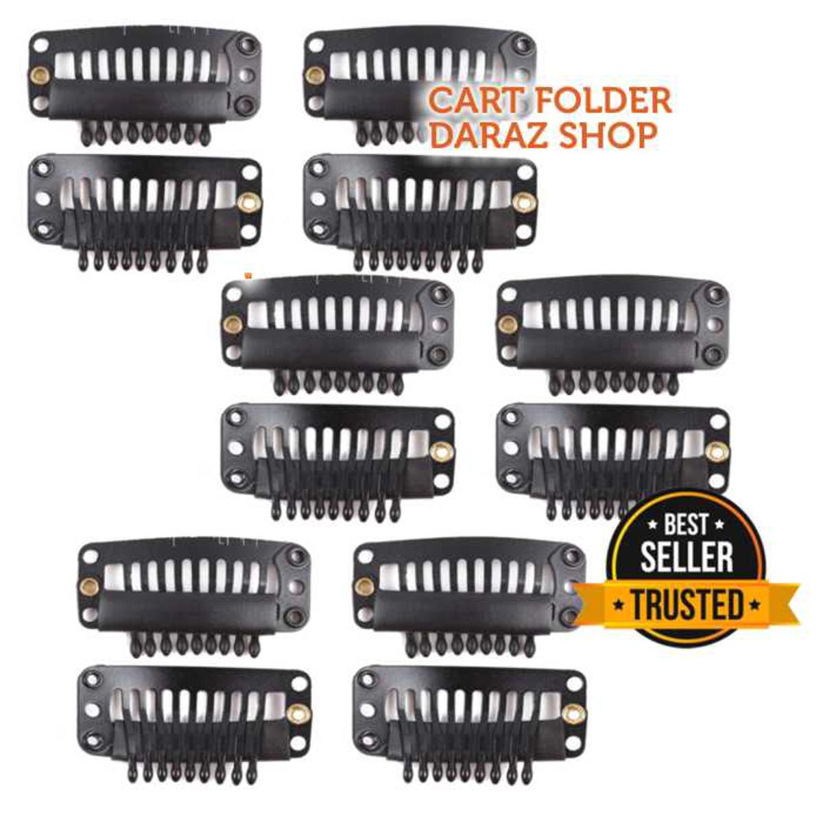 Wig Holding Clips 9 Pcs/set Black Hair Extension Clip U Shape Weave Toupee Wig 6 Teeth