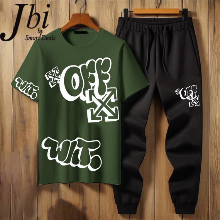 Trendy Fashion Summer Ellegant Tracksuit OFF-X printed T-shirt and Trouser new Arrivals Gym Sports Outdoor Casual wear tshirt Track Suits for Men at Faiq Store
