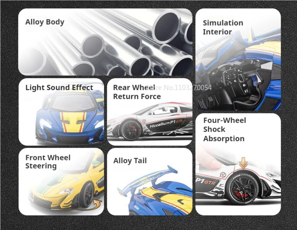 1:24 McLaren P1-GTR Track Alloy Model Simulation Rally Racing Car Diecast cars Toy Boy Car Decoration Children's gifts view 6