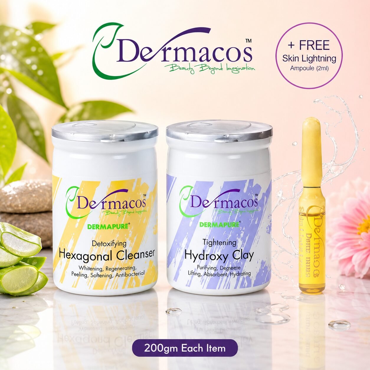 Instant Bright Pro Facial Kit (200gm Each) Pack of 2 + Skin Brightening Ampoule (2ml) | Personal Care Set