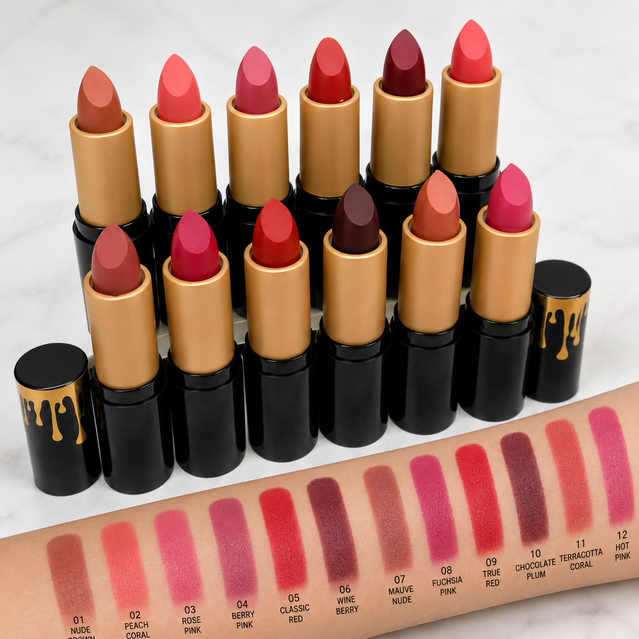 Matte Lipstick Long Lasting Multi Color Pack of 12