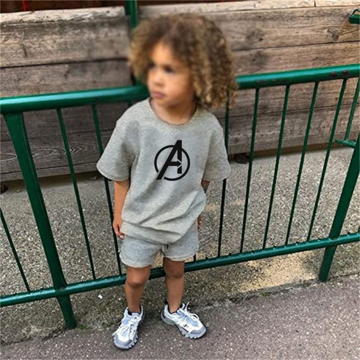 Real Boss By Rich Man Kids Baby Boy Girl 2 Piece Tracksuit Summer Outfits Solid Short Sleeve T Shirt with Shorts Set - Tshirts For Boys / Tshirts For Girls