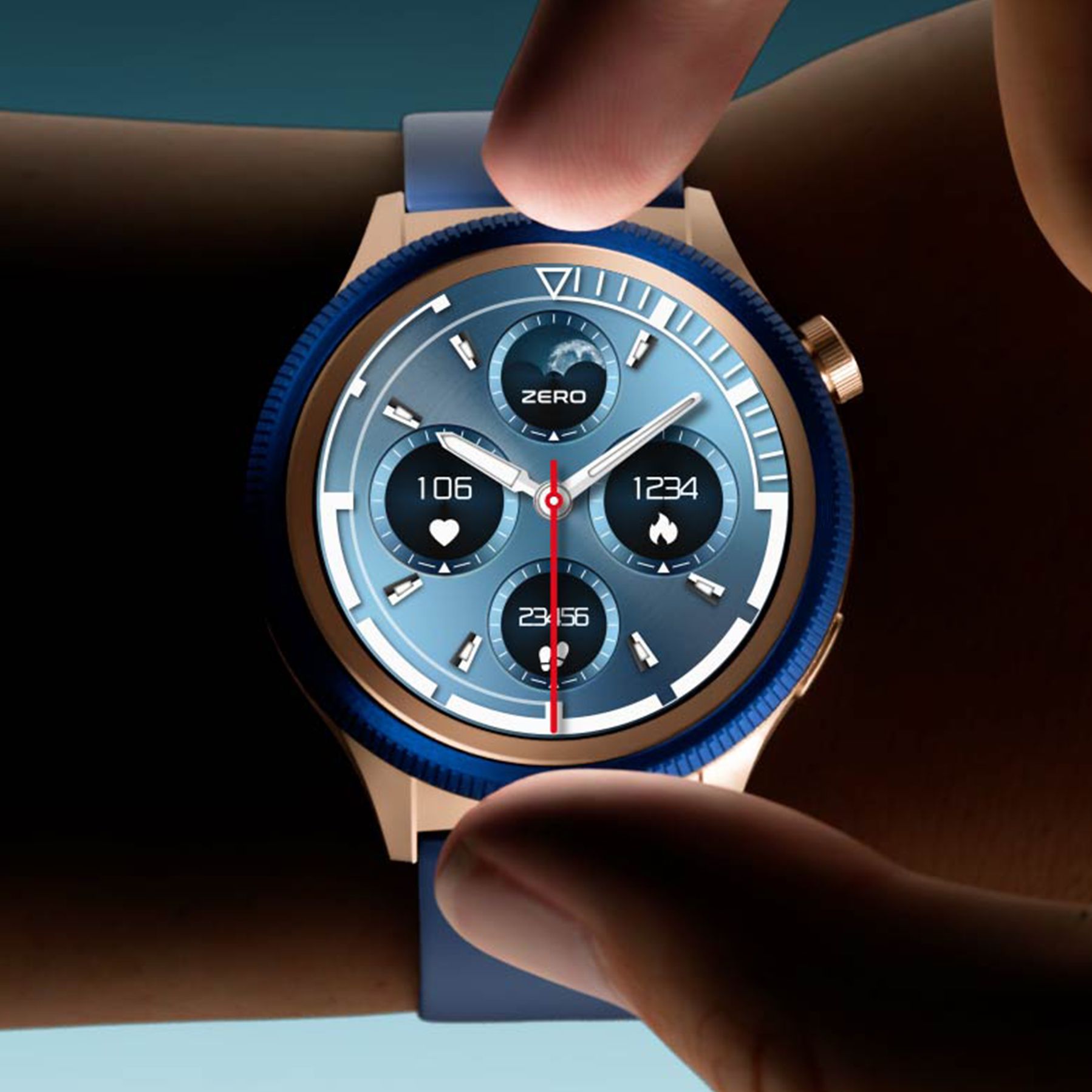 Zero® Lunar 360 Smartwatch 1.43" AMOLED Display |  Calling, Full Health Tracking, Voice Assistant | Premium Zinc Alloy Body with Leather+TPU Strap | Unisex Smartwatch for Android & iOS