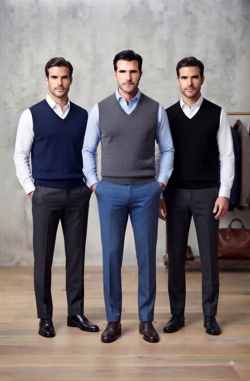 Pack of 1 Classic V-Neck Sleeveless Sweater for Men – Warm & Cozy Winter Wear