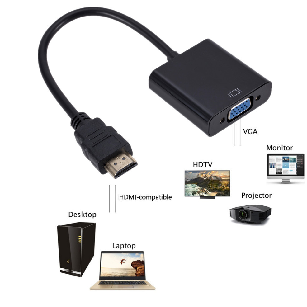 HDMI to VGA Converter with Audio Cable High-Speed Adapter for Video Display Universal Compatibility