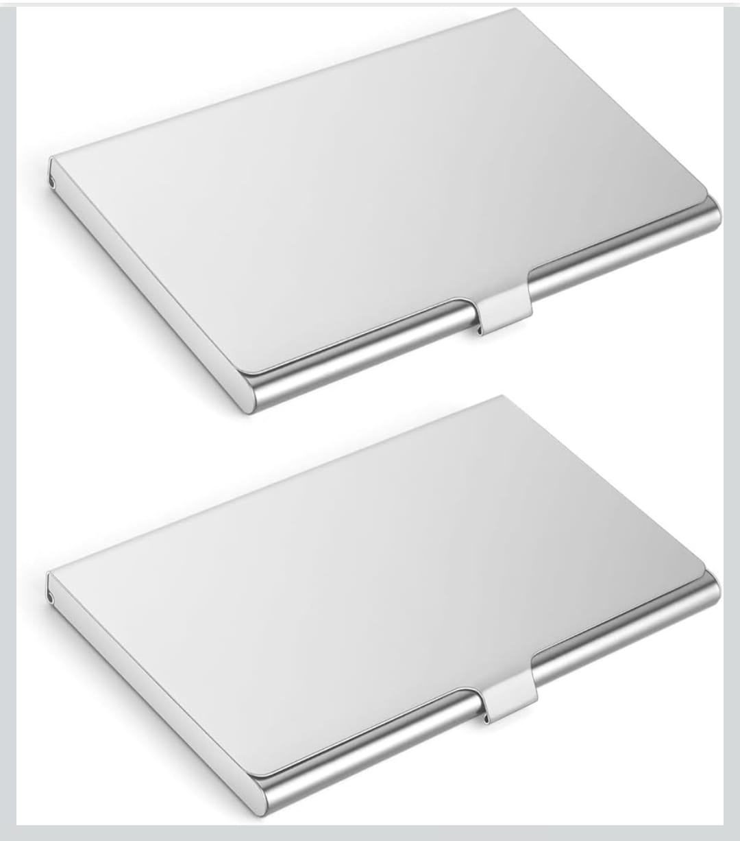 Premium Stainless Steel Business Card Holder Slim Metal Visiting Case for Men Women Durable Office Travel Pocket Wallet Credit ID Card Organizer Metallic Box Professional Case Silver Corporate Gift Accessories