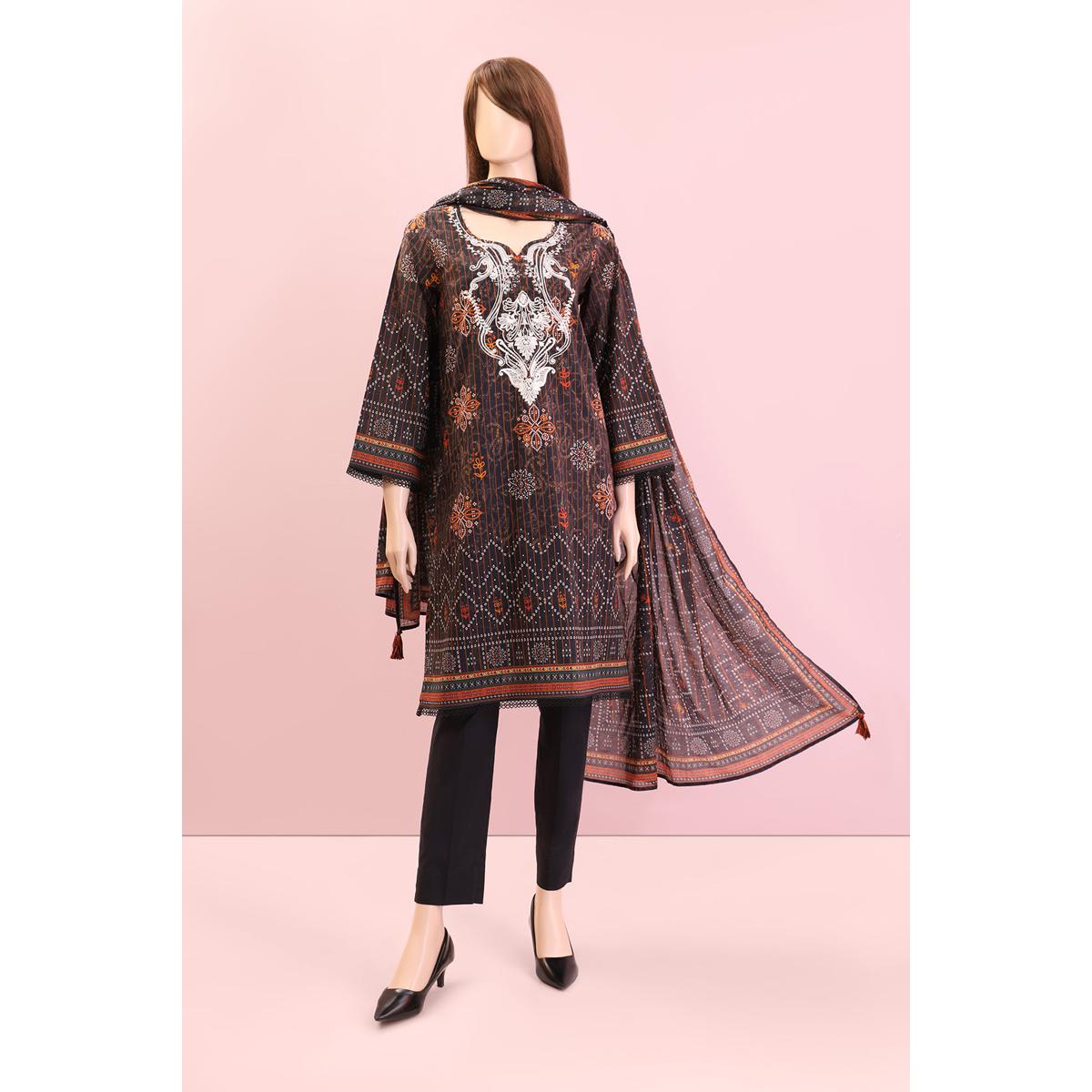 Saya Saffron Unstitched Printed Embroidered Lawn 3 Piece Wuns-2831 Suit For Women