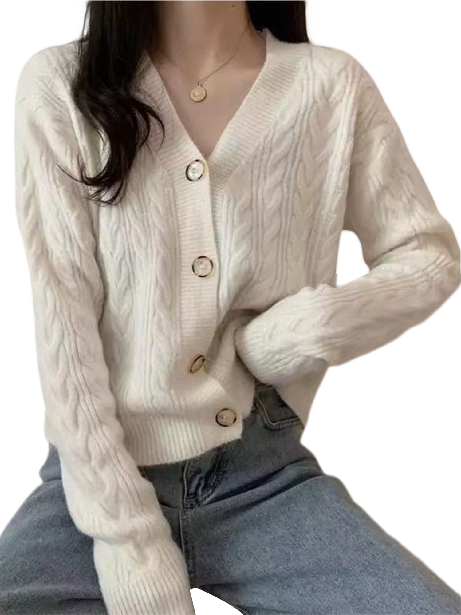 ladies button sweater