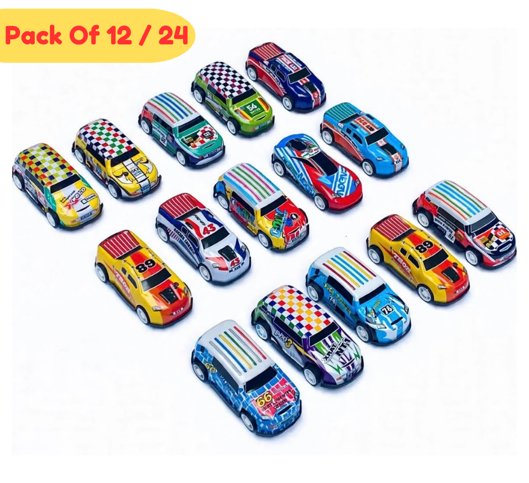 12 / 24 Alloy Car Model Diecasts Vehicle Toys For Kids Pull Back Metal Sheet Auto Racing Car Children Toy Gifts | Best Die Cast Cars | Best Gift For Children and Boys | Available in 12 Piece and 24 Piece Sets | Best Pull Back Metal Sheet Cars for Kids
