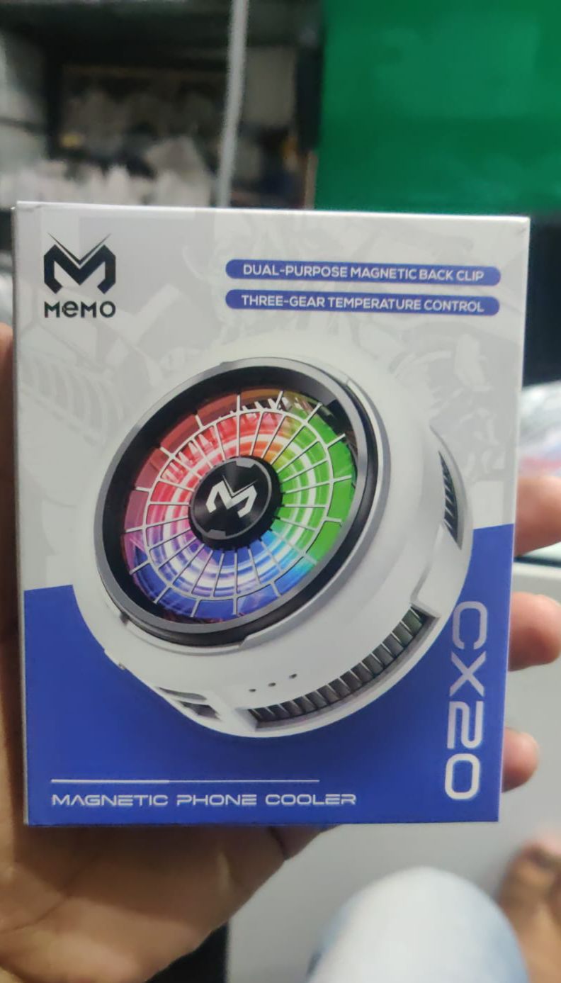 MEMO CX20 Magnetic Mobile Phone Cooler – Universal Gaming Fan Radiator Heat Sink with RGB Light for PUBG, Free Fire & CodM