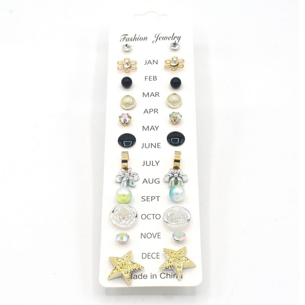 12 pairs/set Crystal Fashion Earrings Set Women Jewelry Accessories Pi