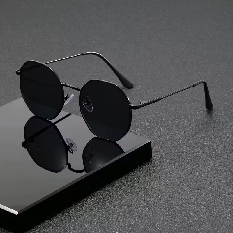 BestWear.pk Retro Vintage Hexagon Metal Sunglasses For Women & Men - Lightweight Octagon Shape Irregular Frame Sun Glasses For Girls & Boys - Unisex Euewear Fashion Shades for Girls