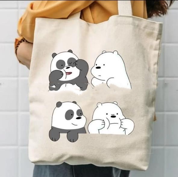 Trendy Free bear Tag Printed Tote Bag For Girls & Women
