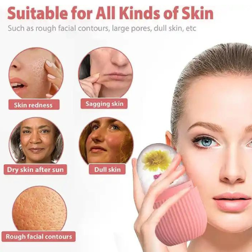 Silicone Ice Roller Massager, for Face, Neck, Eyes & Cryotherapy, Ice Roller For Face Skin Care Tools for Collagen Regrowth, Skin Tone, Under Eye Dark Circle, Skin Strengthening, De-Puff The Eye Area Enhance Your Natural Glow