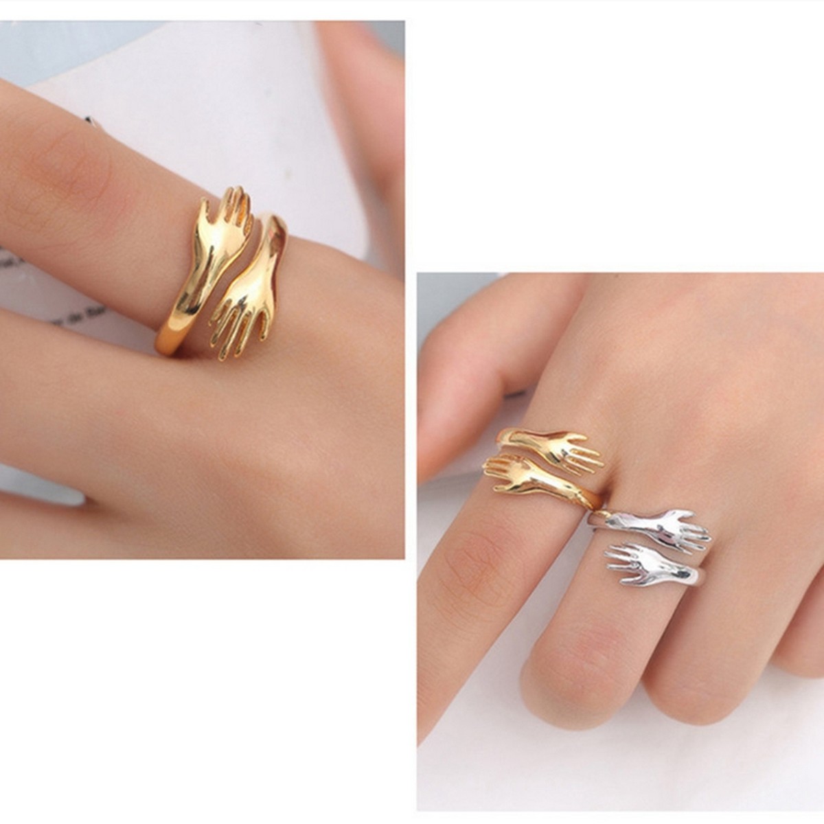 Loving Couple Hug Rings - Adjustable Retro Hug Style Rings for Men and Women