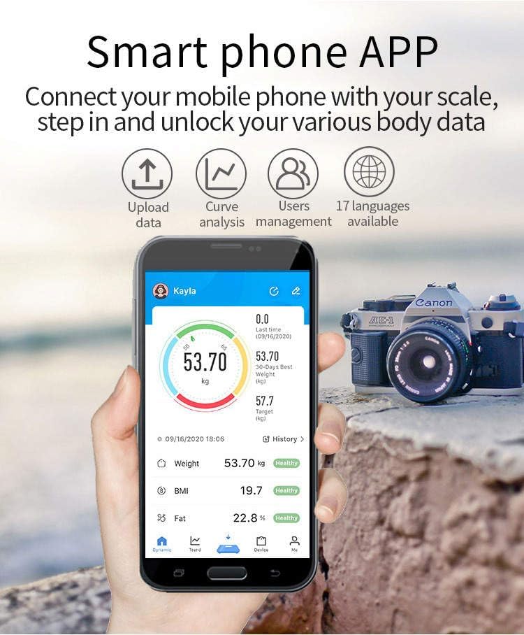 Upto 180kg Bluetooth Weight Machine With App - Smart Digital Body Weight Scale With Bluetooth Weighing Scale App & LED Digital Display -  Accurate Body Fat & BMI Measurement Through App - Weighing Machine & Weighing Scale For Household Use