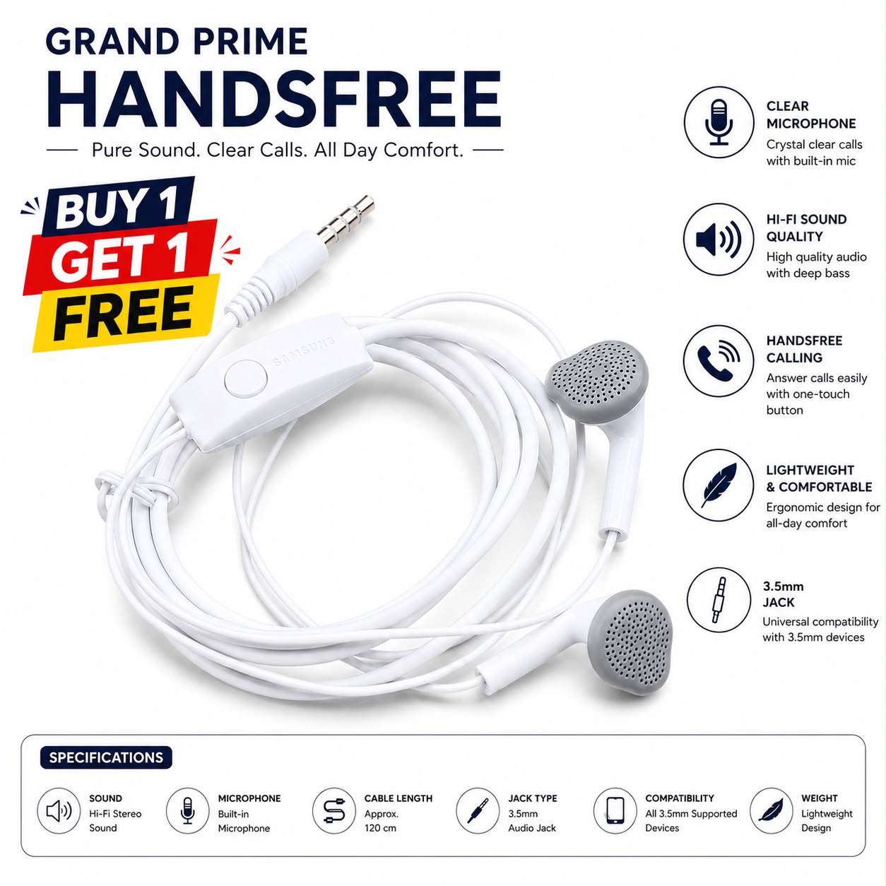 Lamyik L29 Wired Earphone Handfree High Bass Stereo In-Ear Earphones With Microphone
