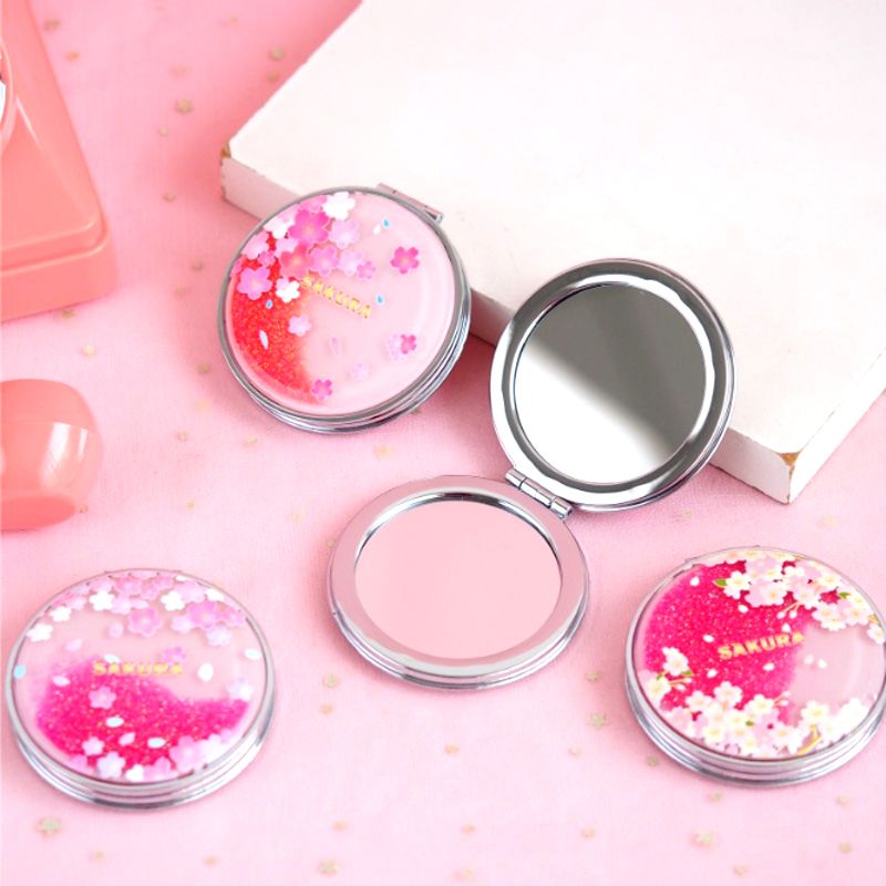 1PC Portable Makeup Mirror Women Mini Compact Pocket Make Up Beauty Mirror Portable Double-sided Folding Cosmetic Mirrors