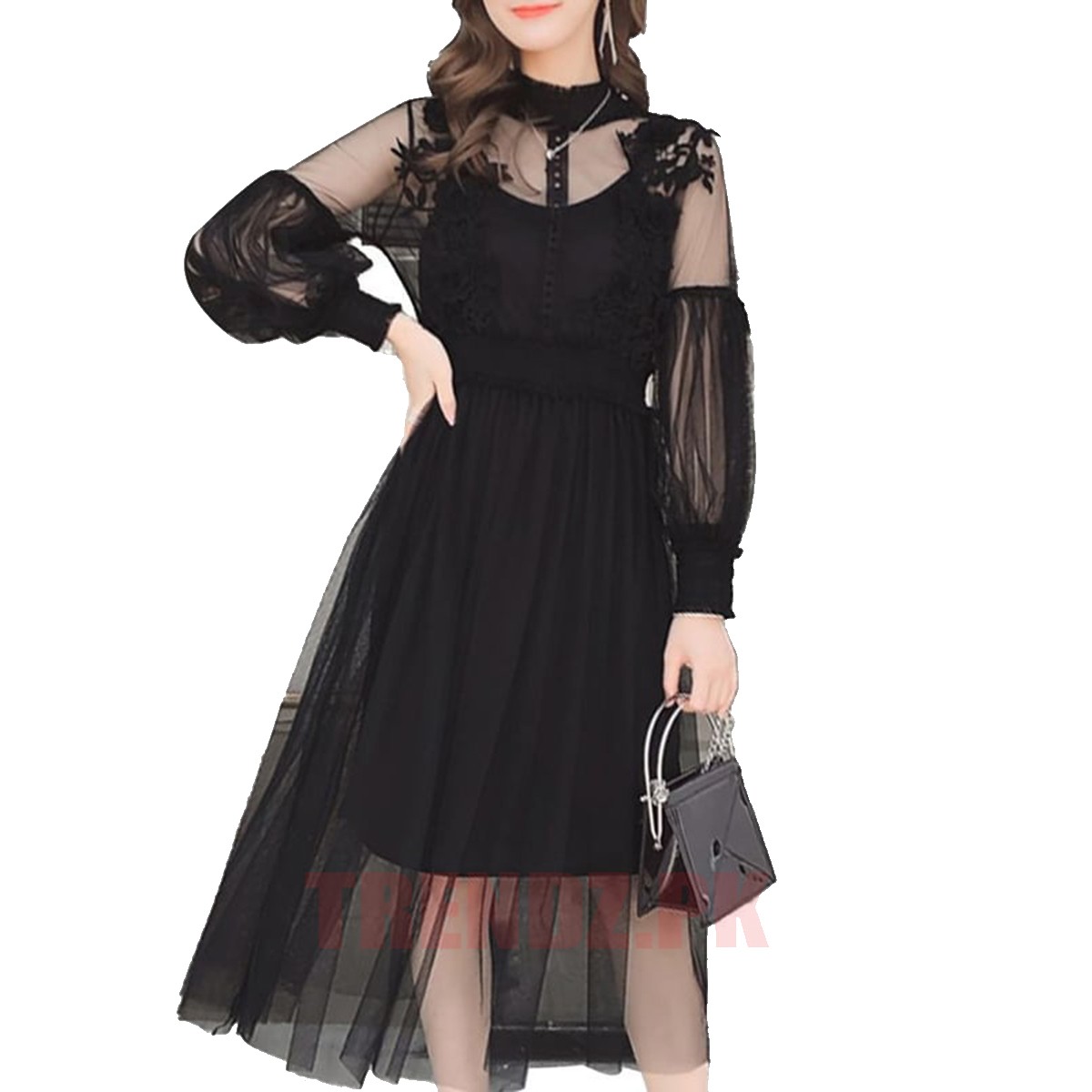 Star Garnet Fine Net Fancy Maxi for Girls, Ladies AX-107, Trendy dress - Fashionable and Elegant Dress