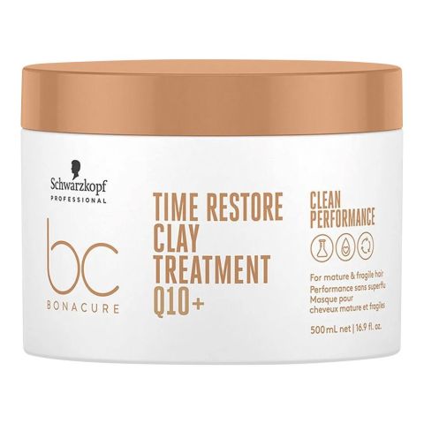 BC Bonacure Q10+Time Restore Clay Treatment Masque, For Mature & Fragile Hair | Hair Treatment Care | 500ml