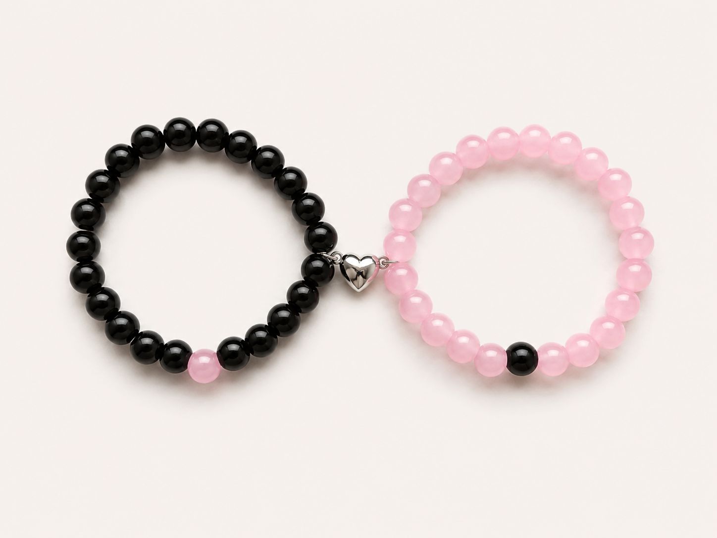 Friendship Magnetic Bracelet for Girls & Couples  | Magnetic Heart Charm Bracelet – Handmade Unisex Beaded with 8MM | Magnetic Heart Bracelet For Cute Couple Bracelets |  Stylish Comfortable Daily Wear Jewelry | Magnetic Bracelet | Best Gift|