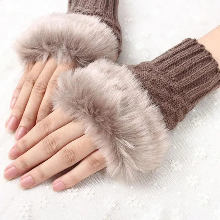Fingerless Women Winter Autumn Warmer Fashion Girls Wrist Gloves, Light  Grey Crochet Knit Wool Cable Pattern Wrist Hand Arm Warmer Mitten Easy,  Comfartable, Soft and Includes a Thumb Hole For Girls