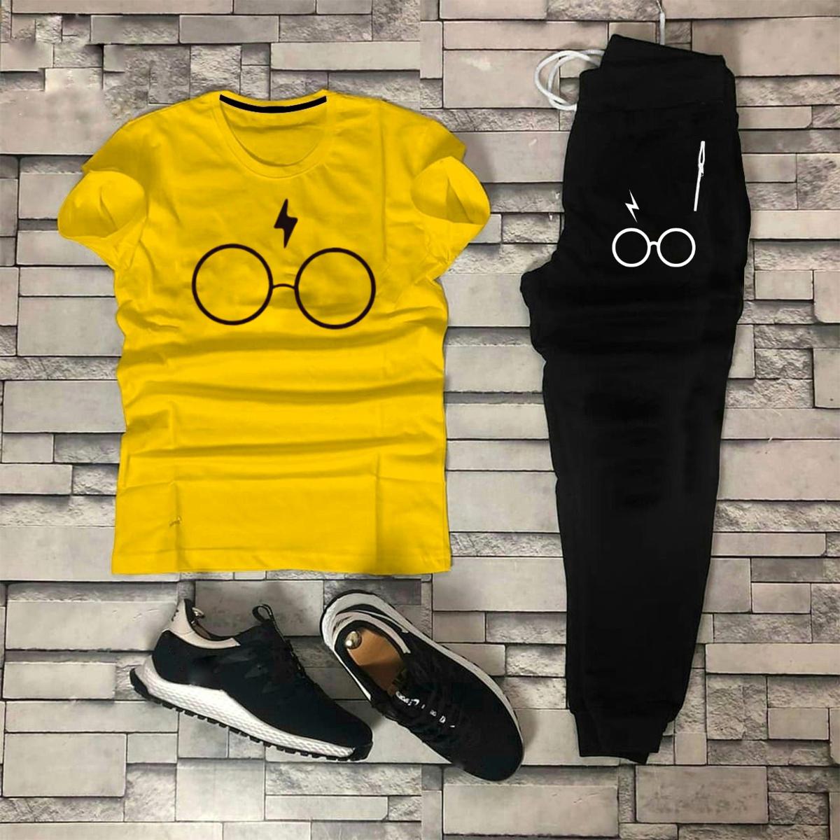 Yellow Harry potter printed summer track suit for men hight quality jersey stuff-yellow