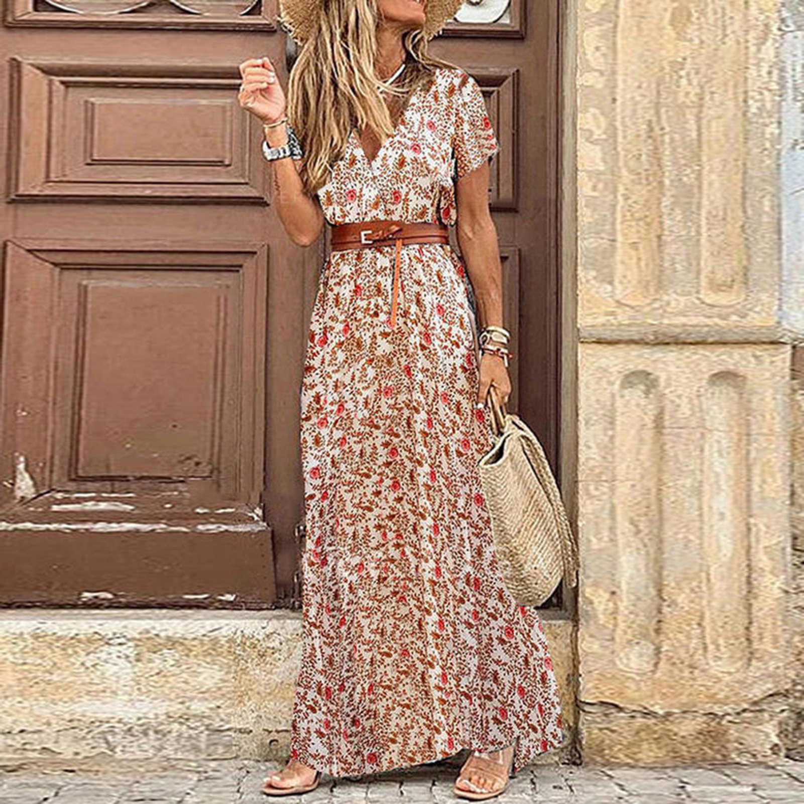 Long sleeve animal print maxi dress best sale